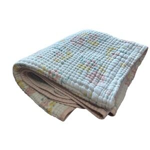 Kylie & Deena Floral Baby Quilt Pastel Colors‎ Cotton Muslin Lightweight Blanket